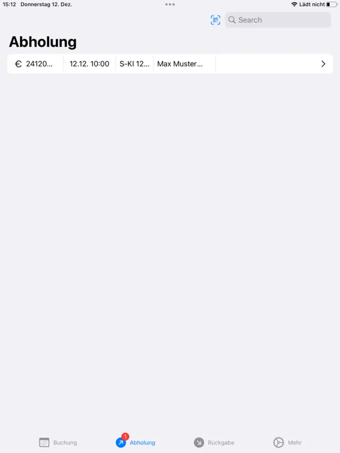 Abholung in der App - Vorgangsübersicht