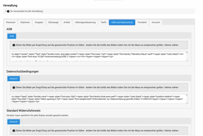 AGB und Datenschutzbedingungen im Bookyt Backend verwalten