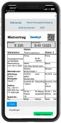 Ansicht des Mietvertrags in der App