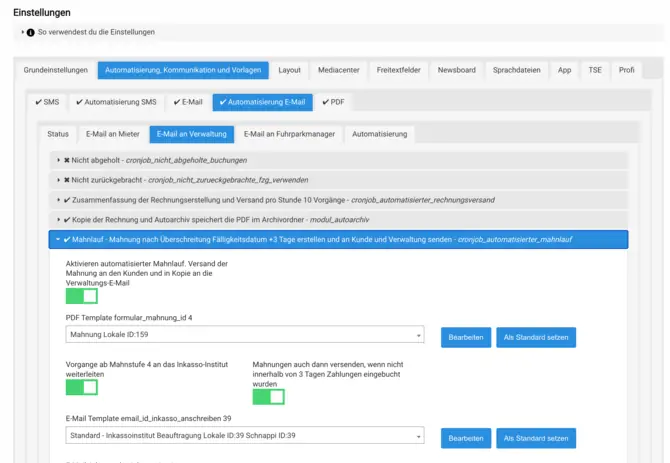 Automatisierter Mahnlauf: Einstellungen und Kommunikation