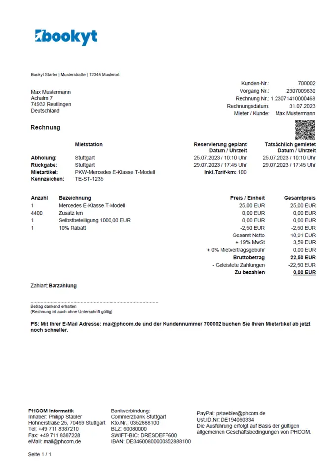 Beispiel Rechnung bookyt