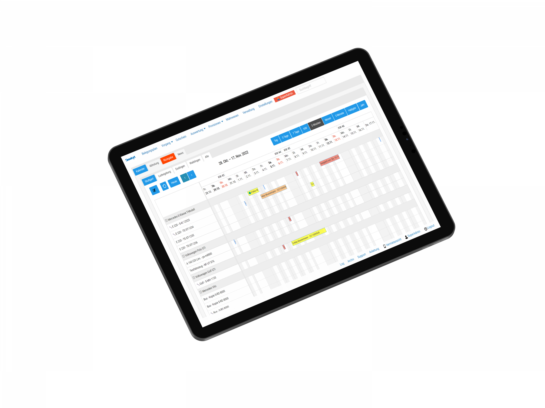 Tablet für mobile Vermietung und digitalem Mietvertrag