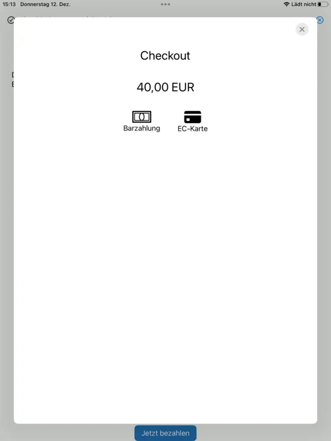 Checkout Auswahl der Zahlungsmethode