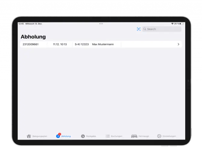 Details zum Abholvorgang in der App.