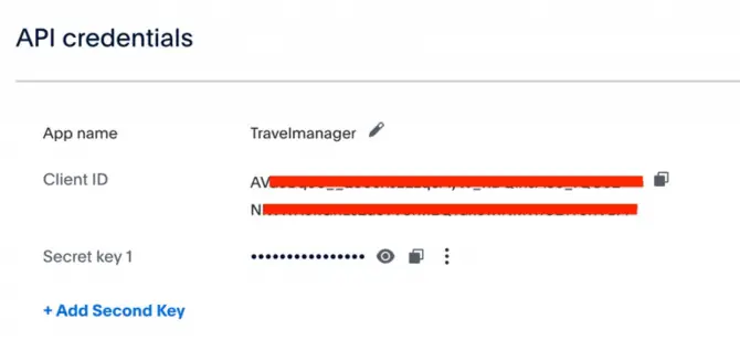 Die erzeugten Keys in PayPal