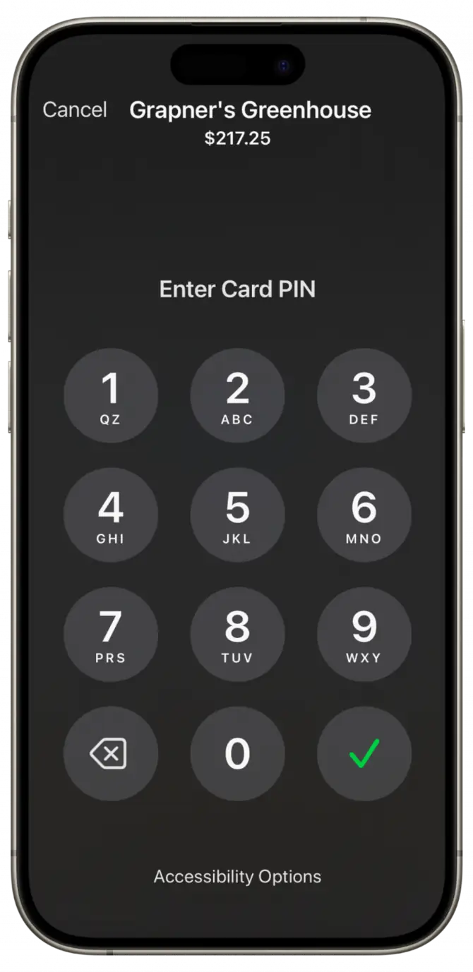 Eingabe der PIN im iPhone