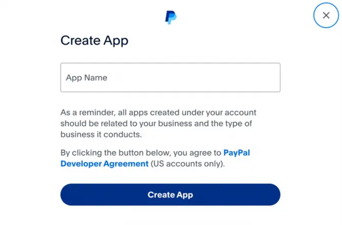 Erstellung einer App innerhalb PayPal