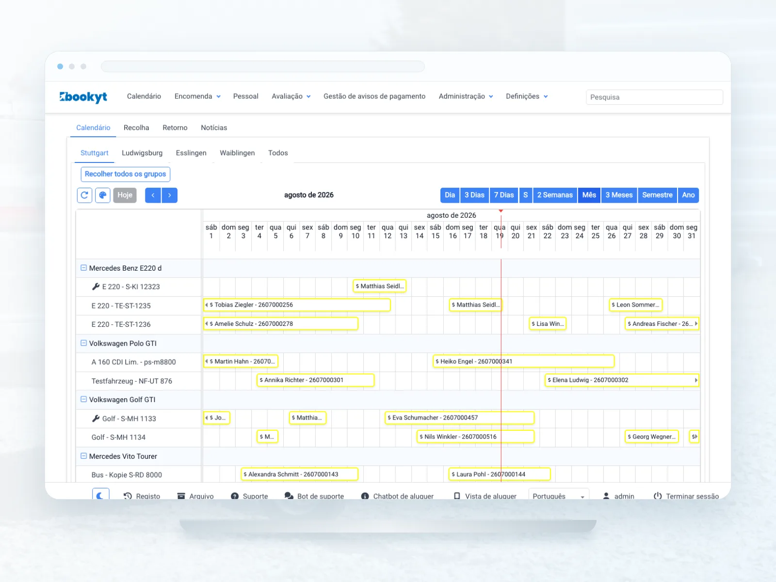 Calend&aacute;rio de reboques de aluguer na Bookyt