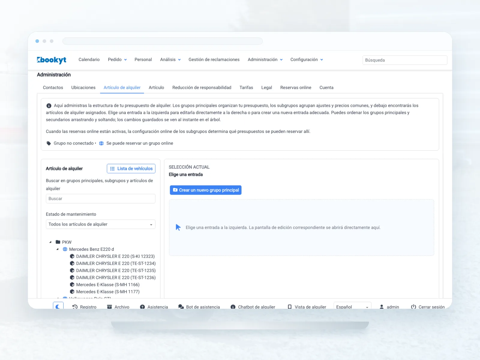 Tipos de remolque y remolques concretos en Bookyt