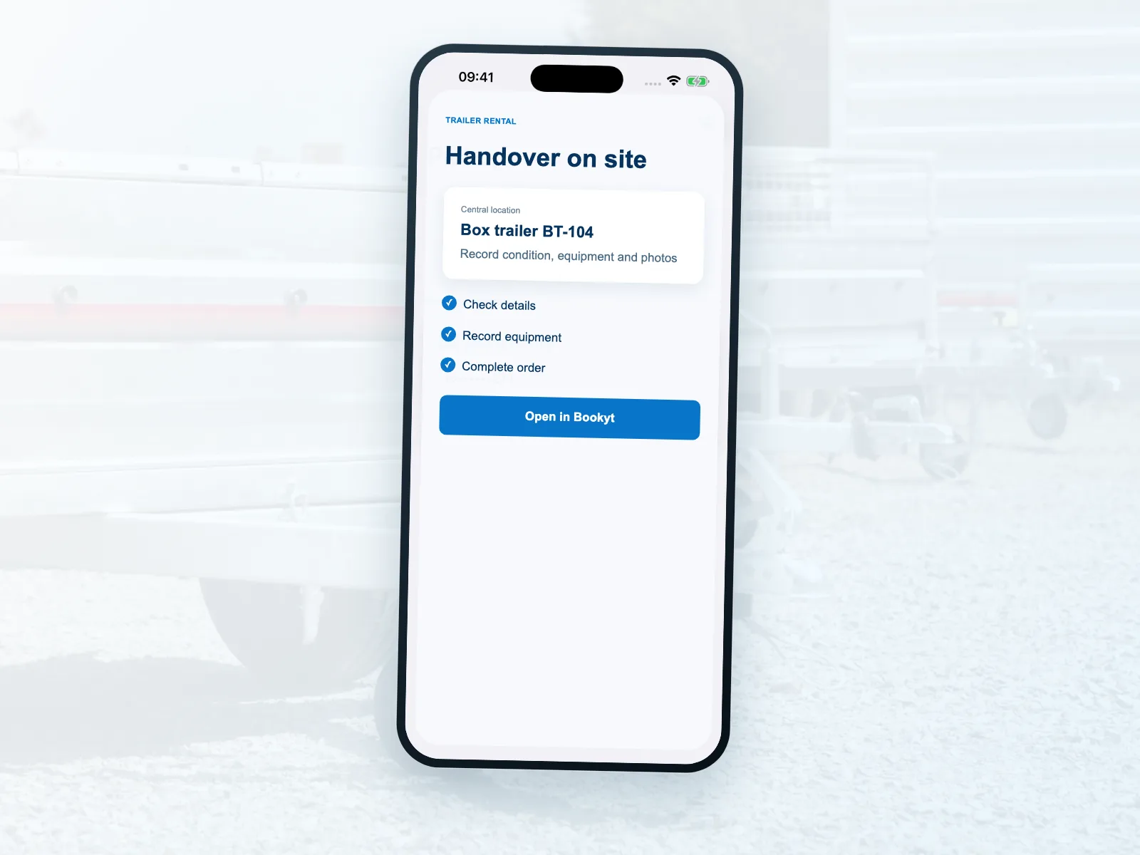 Mobile trailer handover and return with Bookyt
