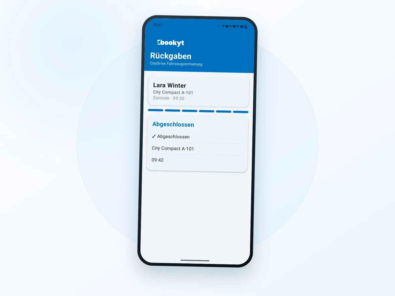 Mobile Fahrzeugr&uuml;cknahme mit Zustandsangaben in Bookyt