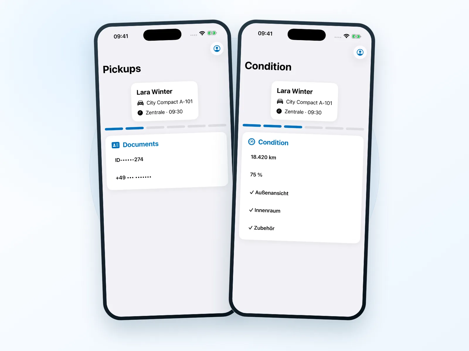 Mobile pickup and condition documentation in Bookyt