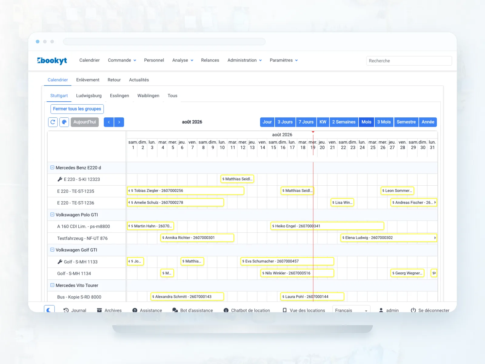 P&eacute;riodes d&rsquo;utilisation des engins de chantier et &eacute;quipements dans le calendrier Bookyt