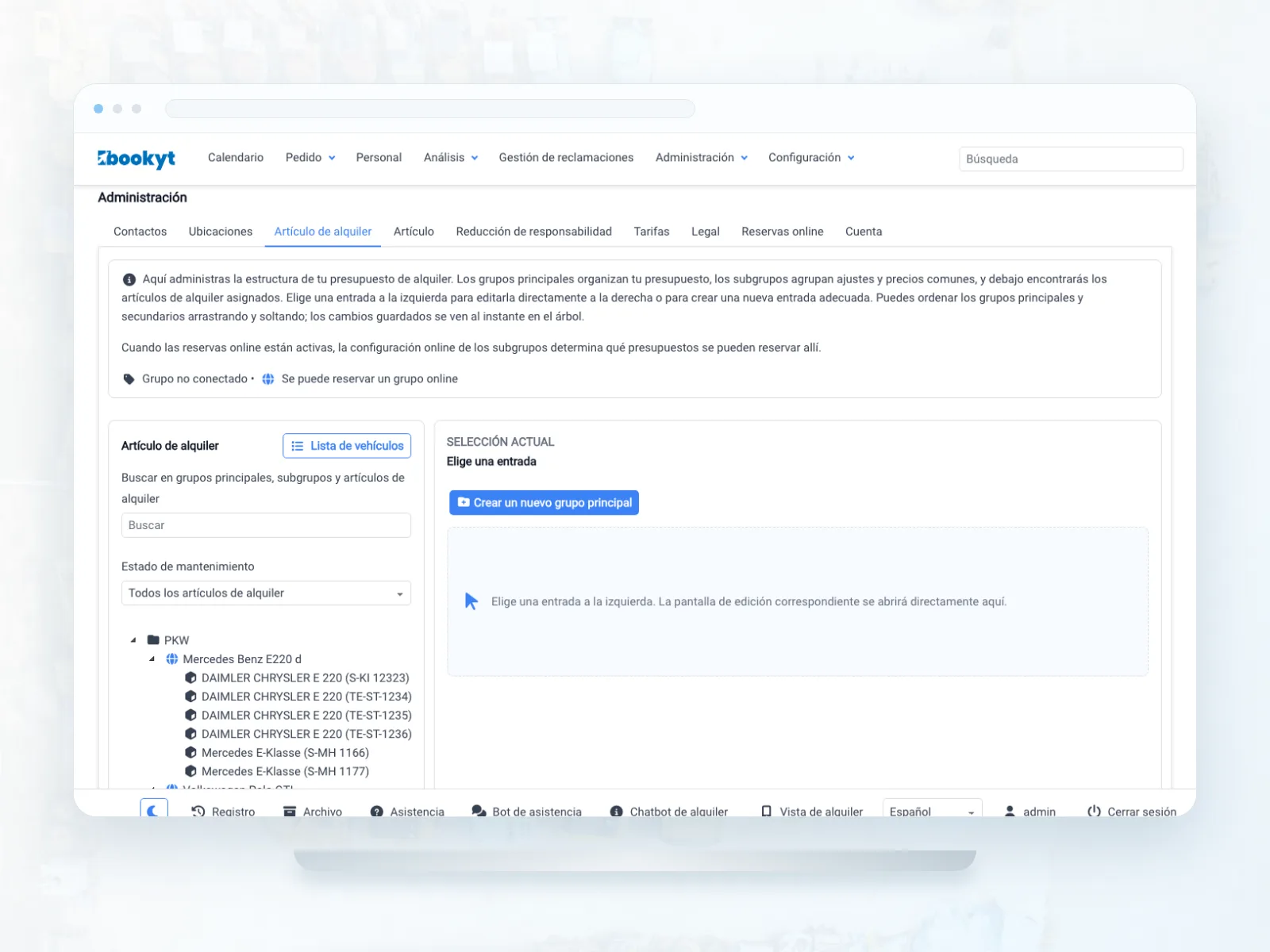 Tipos de m&aacute;quinas y equipos de alquiler concretos en Bookyt