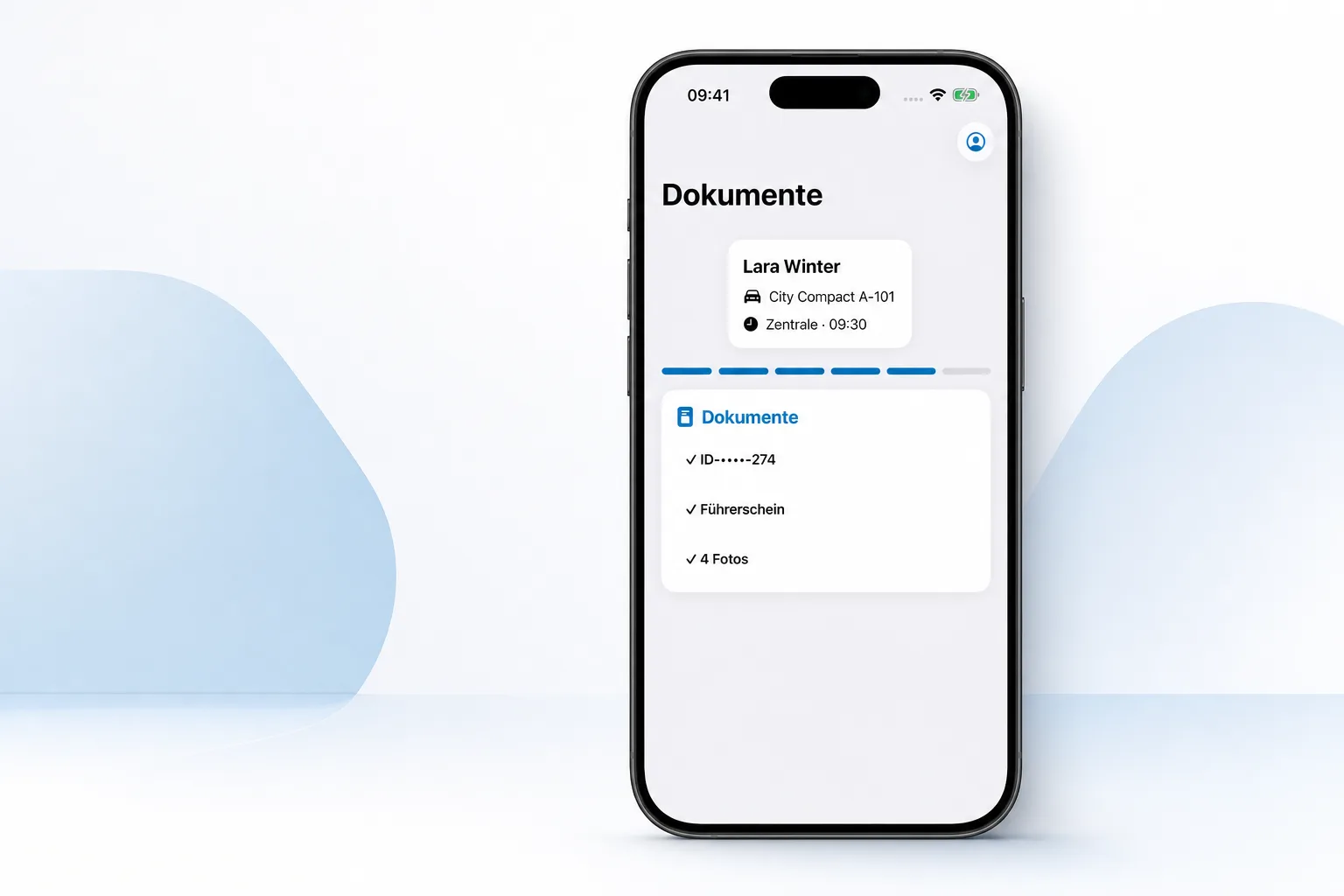 Vorgangsbezogene Dokumente in der Bookyt App in einem iPhone-Rahmen