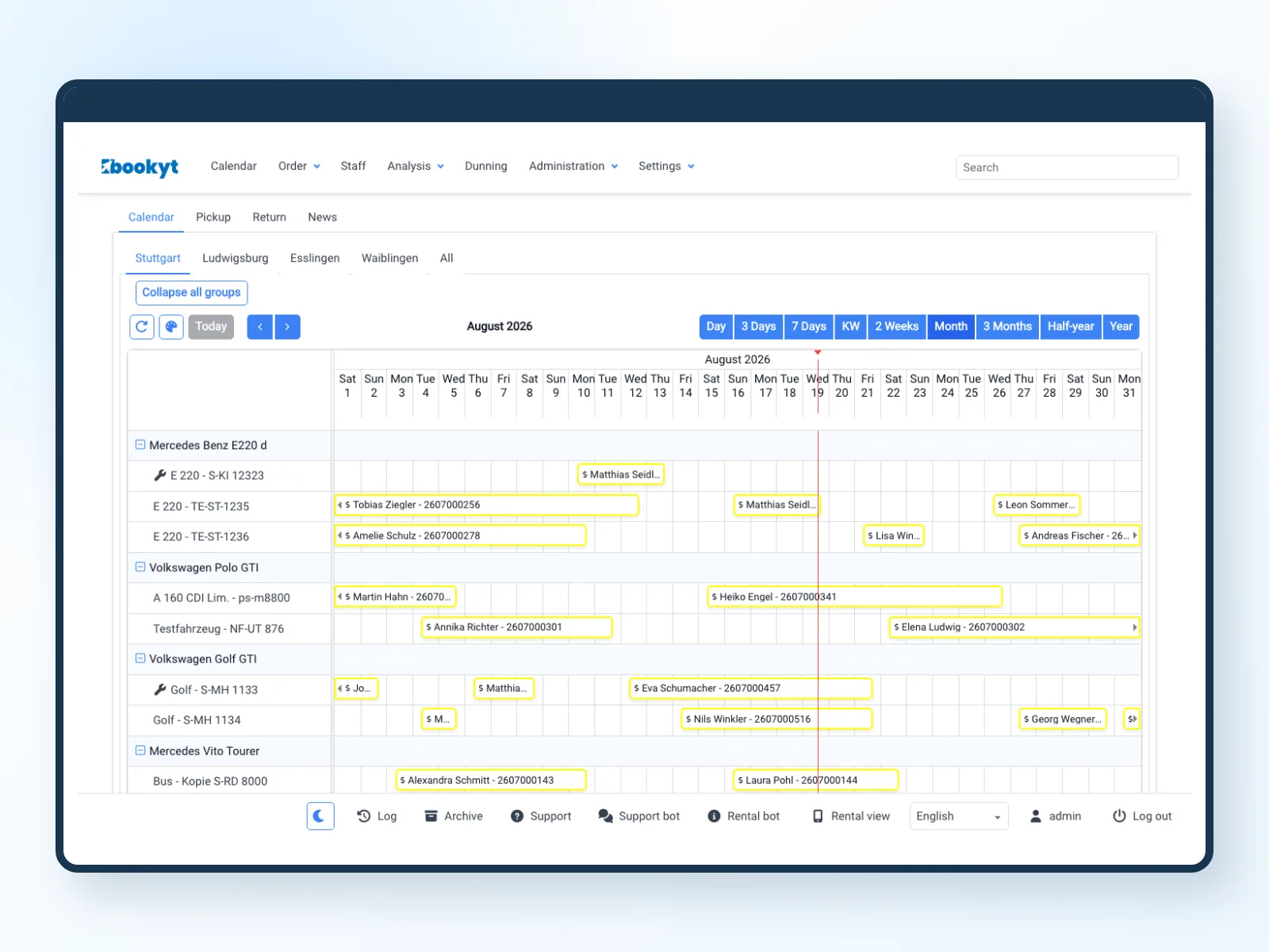 Availability selection in Bookyt online booking