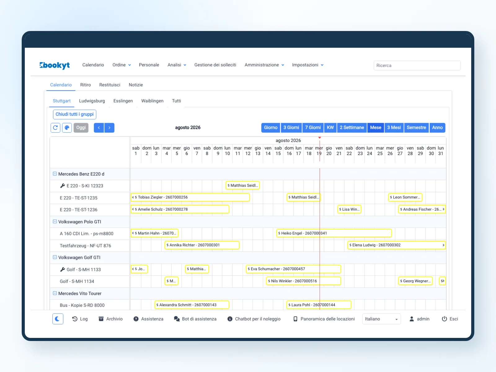 Selezione della disponibilit&agrave; nella prenotazione online di Bookyt