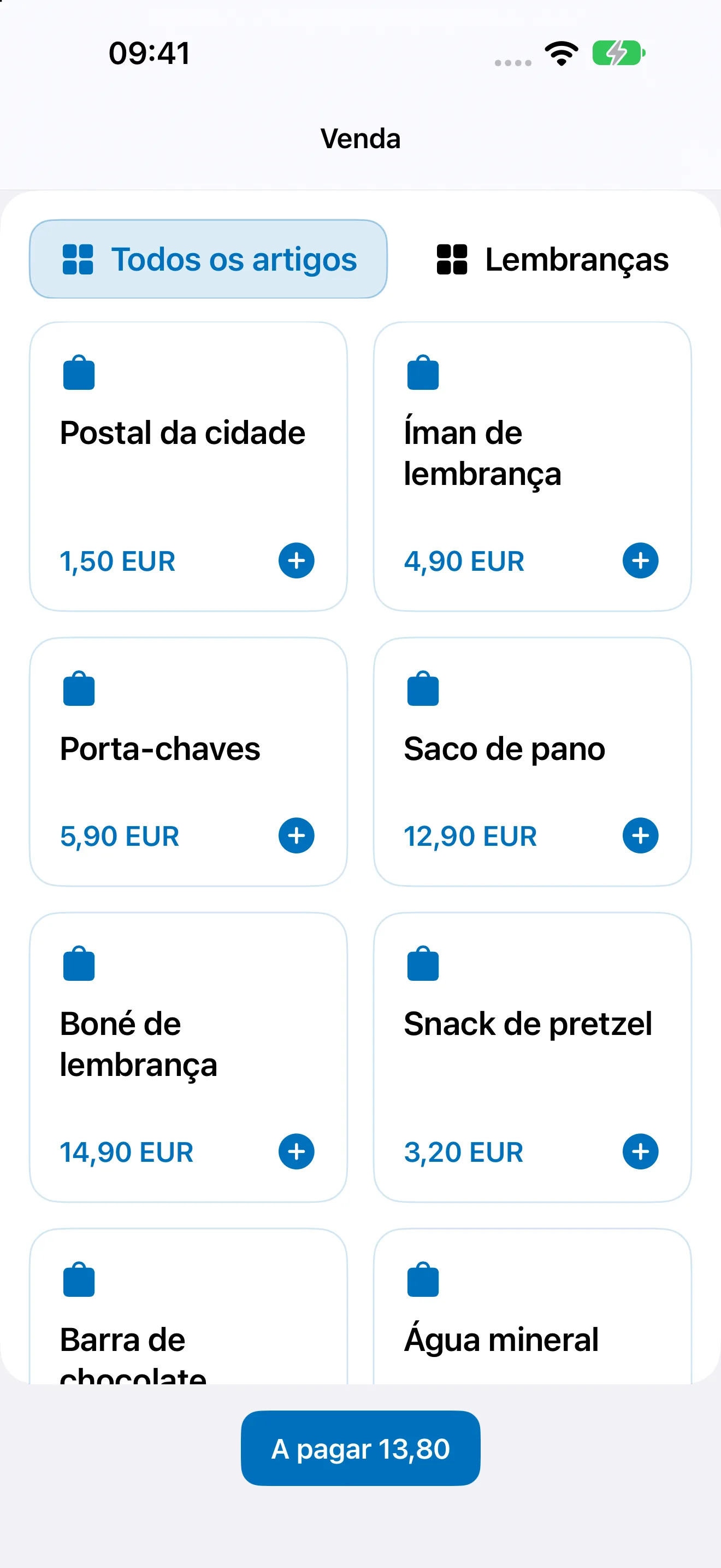 Venda direta Bookyt no iPhone com categorias, artigos e pre&ccedil;os