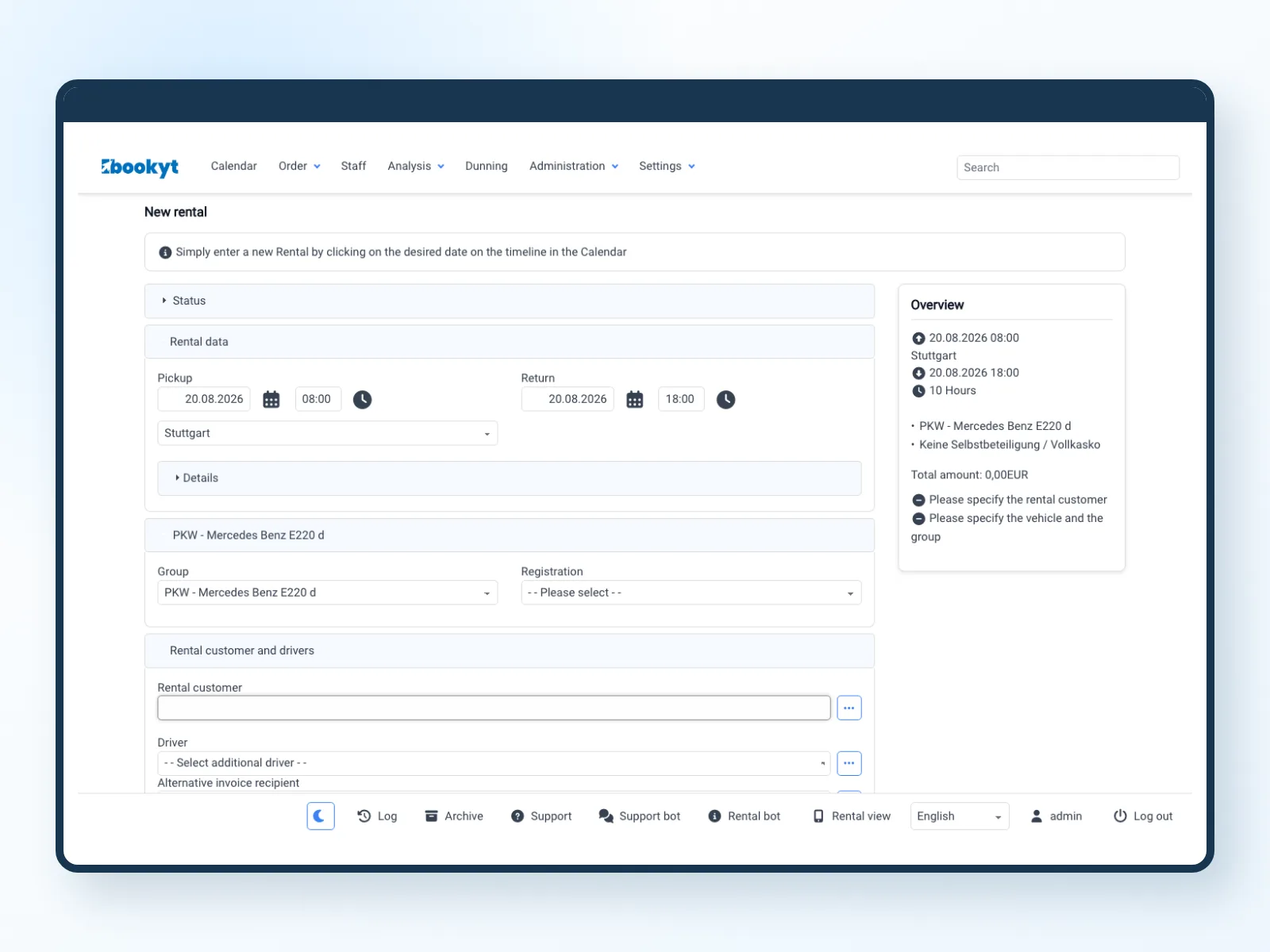 Bookyt rental options as an entry point to online booking on a WordPress website
