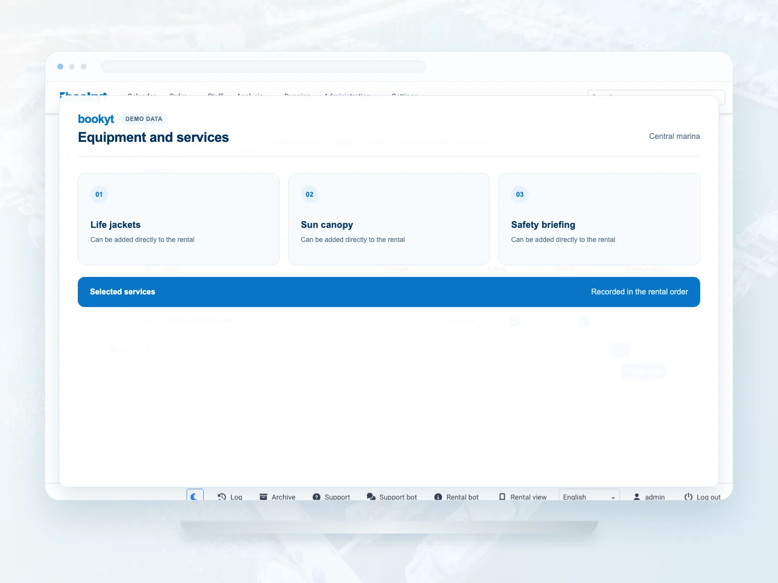 Boat equipment, accessories and add-on services in Bookyt
