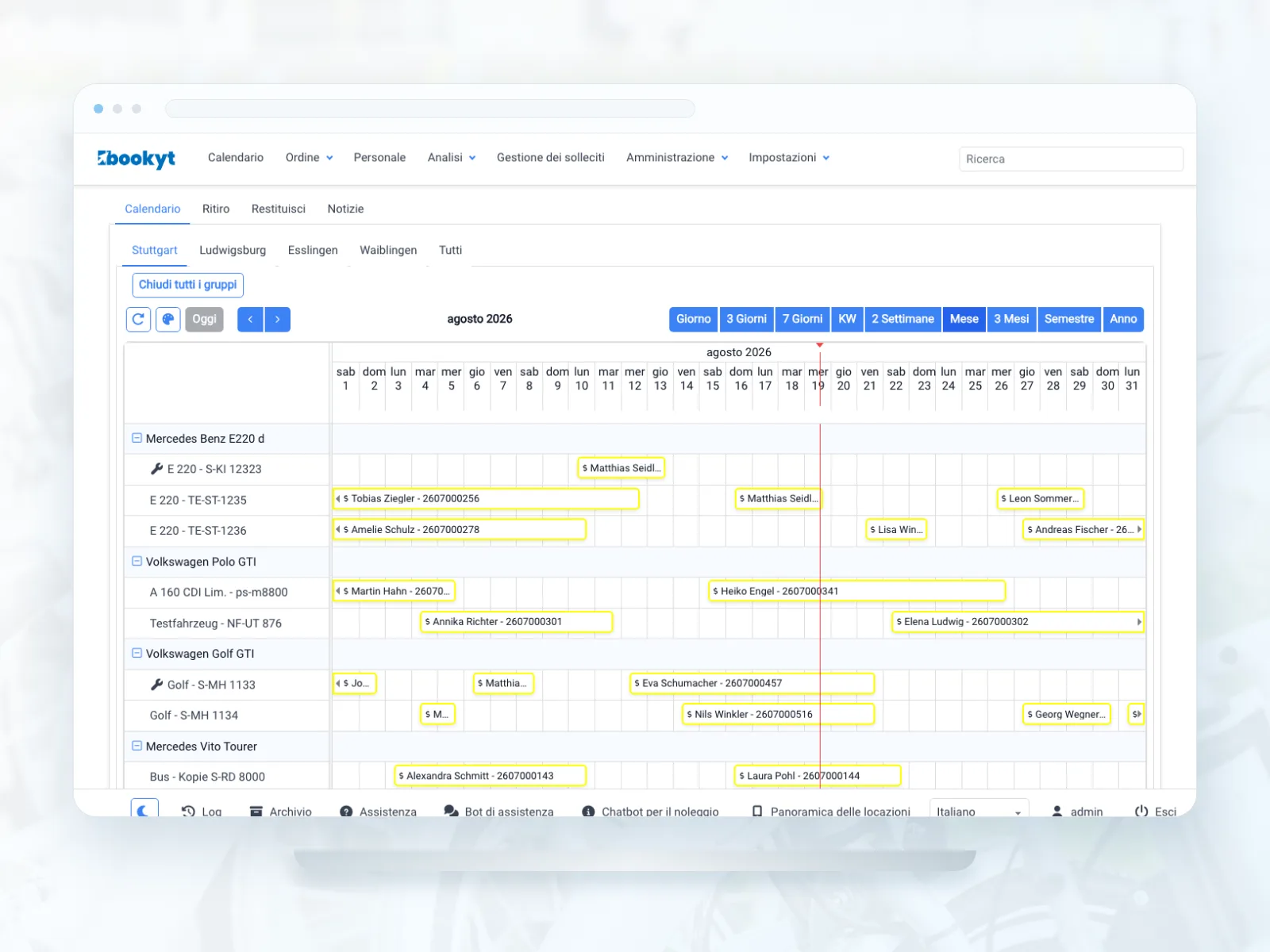 Calendario di biciclette e biciclette elettriche in Bookyt
