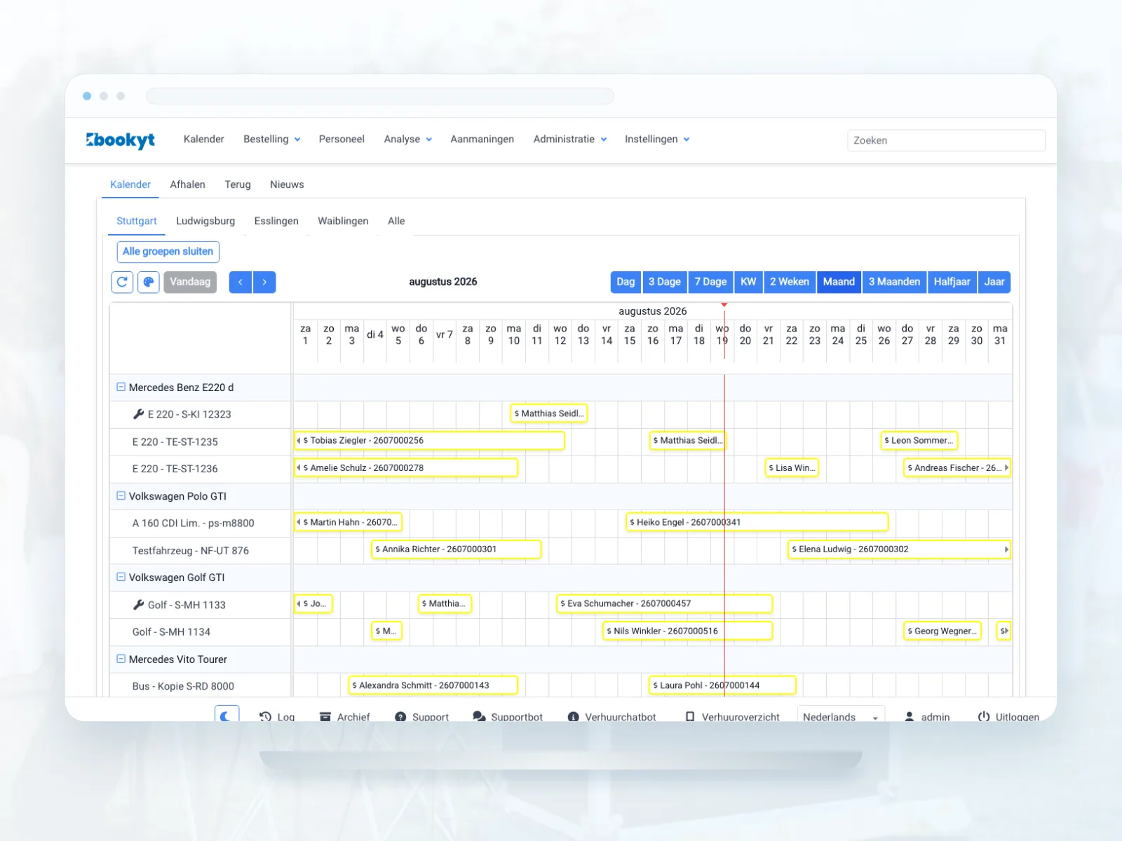 Verhuurartikelen, reserveringen en flexibele huurperiodes in de Bookyt-bezettingskalender
