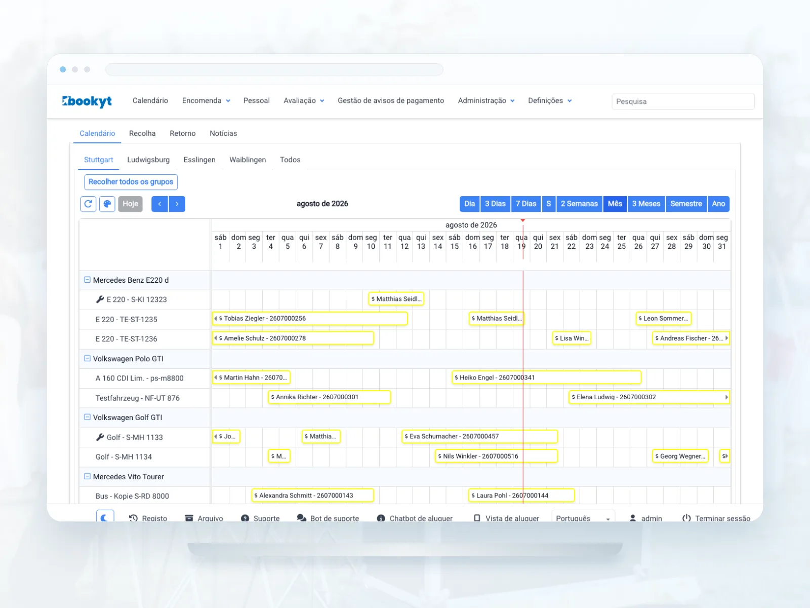Artigos de aluguer, reservas e per&iacute;odos flex&iacute;veis no calend&aacute;rio Bookyt