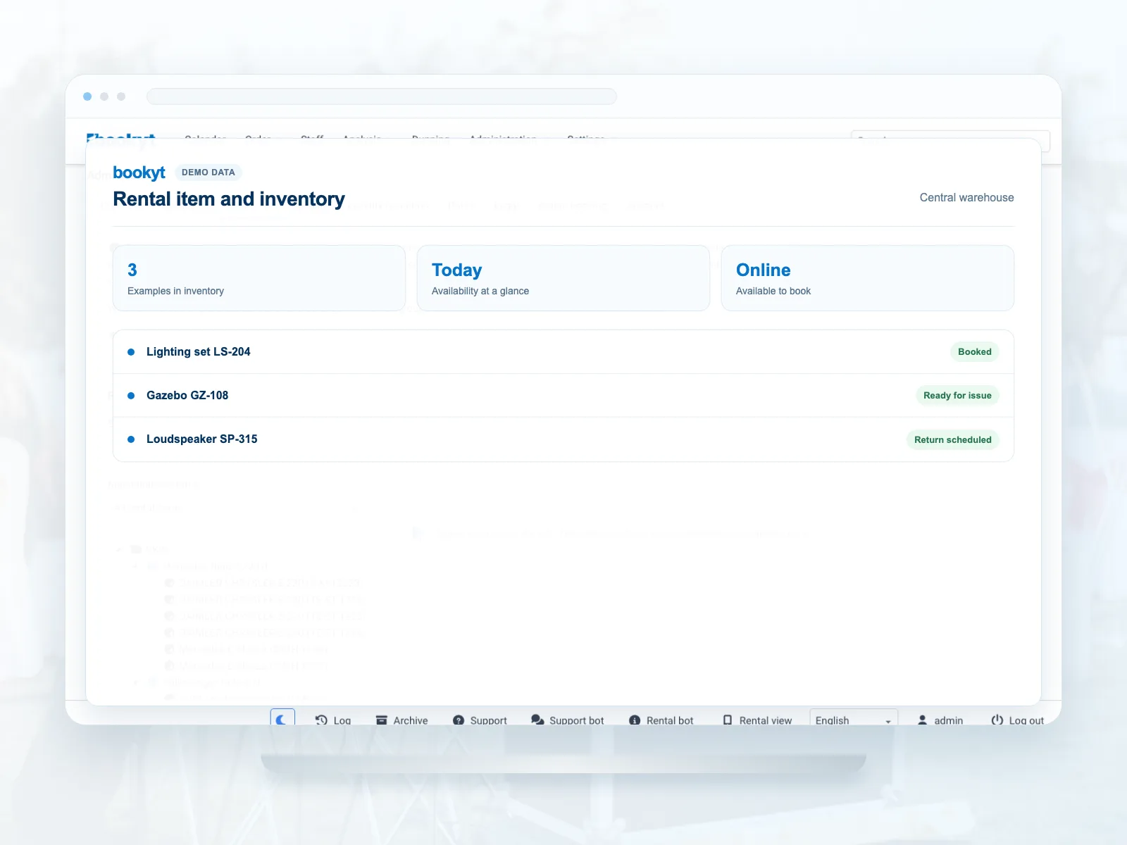 Product ranges, variants and specific rental items in Bookyt