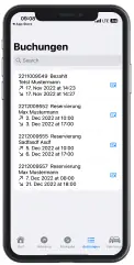 Liste der Buchungen