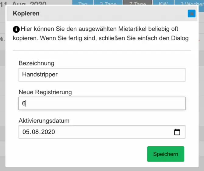 Mietartikel kopieren