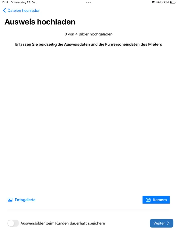 Rückgabe in der bookyt App - Ausweisupload
