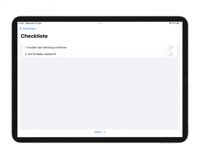 Übersicht über alle Buchungen in der App.