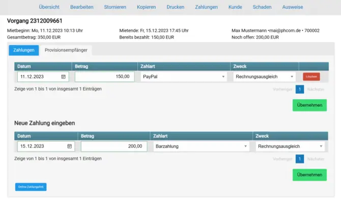 Zahlungslink manuell versenden